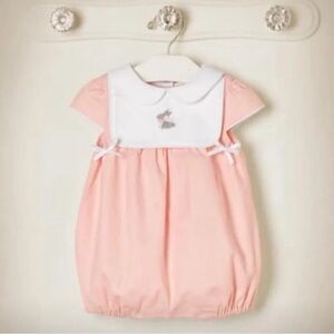 Janie and Jack Easter bunny bubble pink, white, gray 6-12 months
